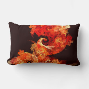 Dancing Firebirds Art Modern Fractal Abstract Lumbar Pillow