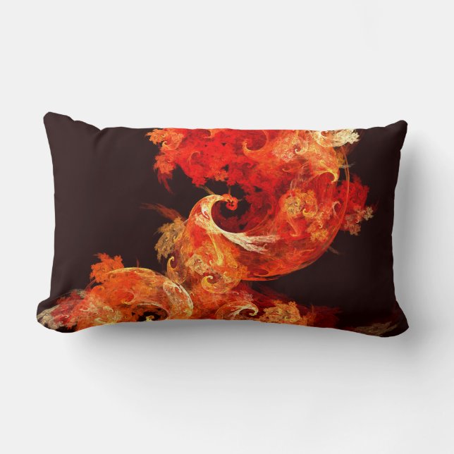Dancing Firebirds Art Modern Fractal Abstract Lumbar Pillow (Front)