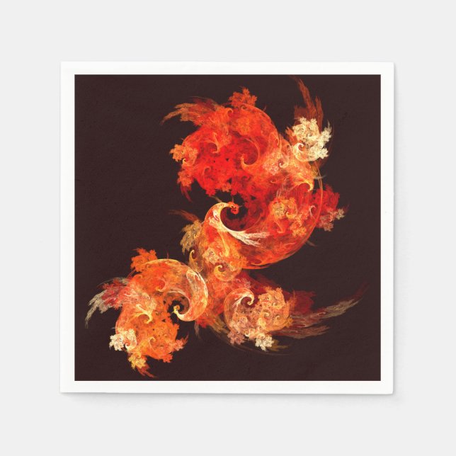 Dancing Firebirds Art Modern Fractal Abstract Napkins (Front)