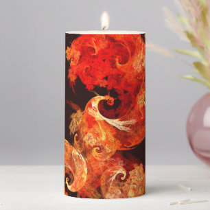 Dancing Firebirds Art Modern Fractal Abstract Pillar Candle