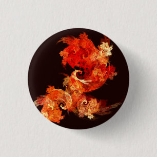 Dancing Firebirds Art Modern Fractal Abstract Pinback Button