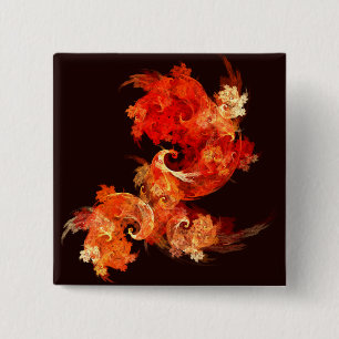 Dancing Firebirds Art Modern Fractal Abstract Pinback Button