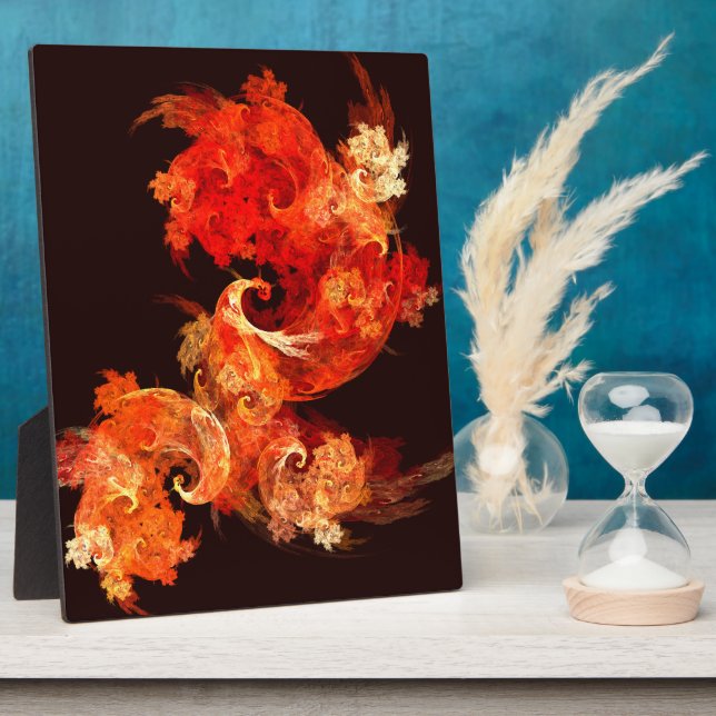 Dancing Firebirds Art Modern Fractal Abstract Plaque (Side)