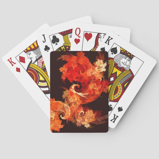Dancing Firebirds Art Modern Fractal Abstract Poker Cards (Back)