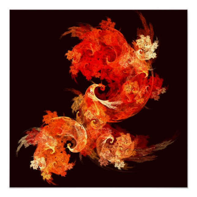 Dancing Firebirds Art Modern Fractal Abstract Poster (Front)