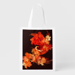 Dancing Firebirds Art Modern Fractal Abstract Reusable Grocery Bag