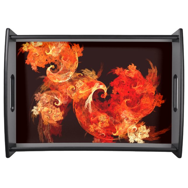 Dancing Firebirds Art Modern Fractal Abstract Serving Tray (Front)