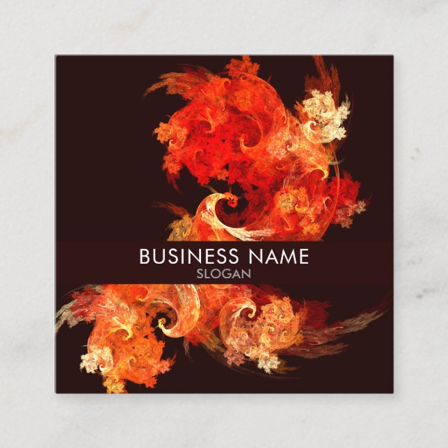 Dancing Firebirds Art Modern Fractal Abstract Square Business Card (Front)