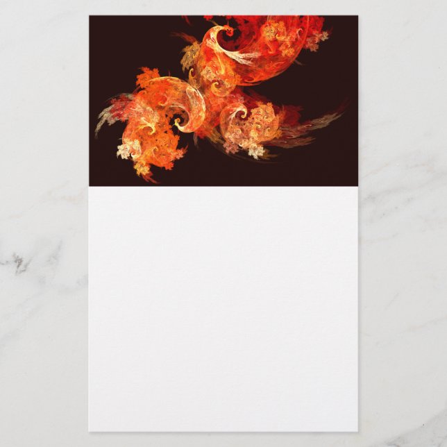 Dancing Firebirds Art Modern Fractal Abstract Stationery (Front)