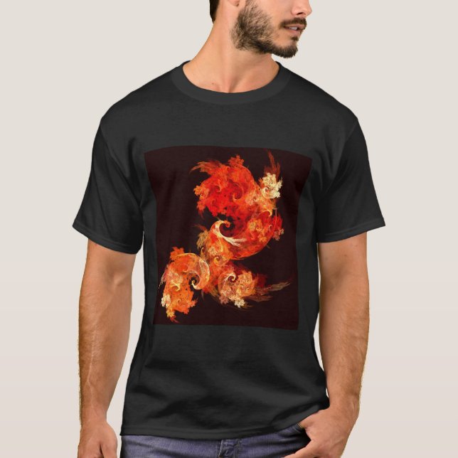 Dancing Firebirds Art Modern Fractal Abstract T-Shirt (Front)