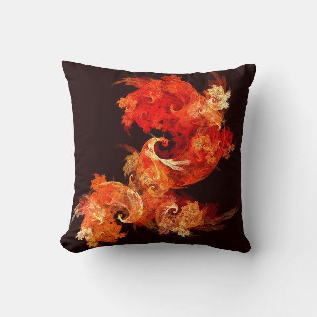 Dancing Firebirds Art Modern Fractal Abstract Throw Pillow (Front)