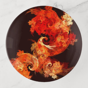Dancing Firebirds Art Modern Fractal Abstract Trinket Tray
