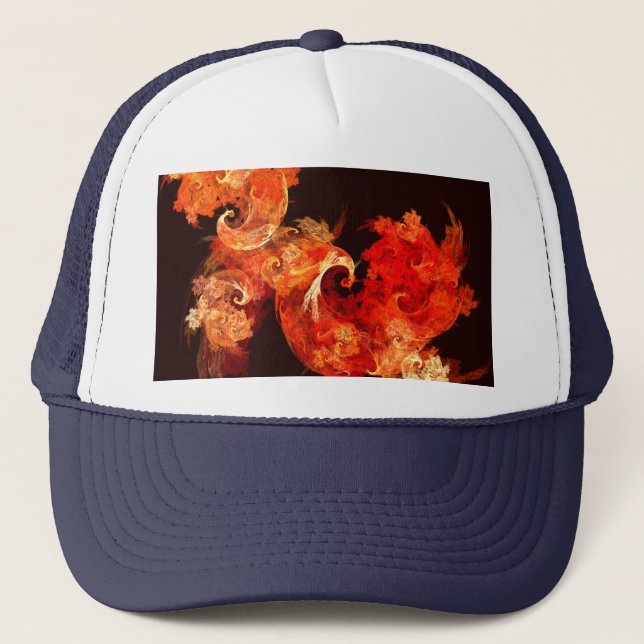 Dancing Firebirds Art Modern Fractal Abstract Trucker Hat (Front)