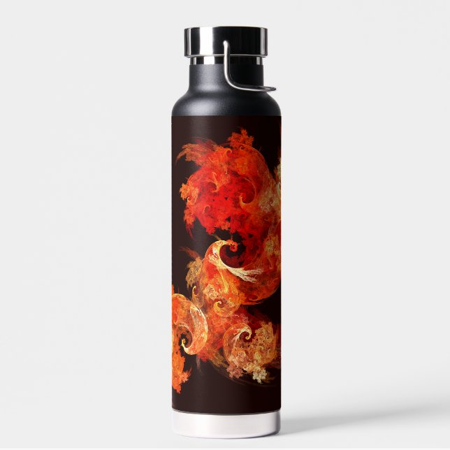Dancing Firebirds Art Modern Fractal Abstract Water Bottle (Left)