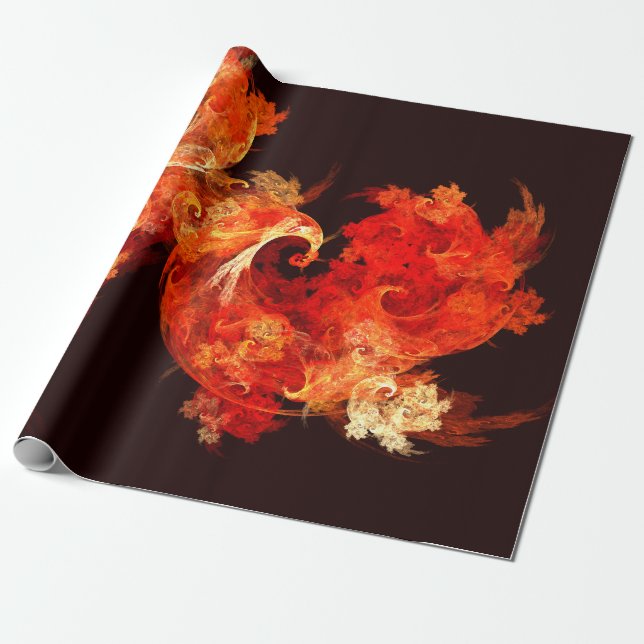 Dancing Firebirds Art Modern Fractal Abstract Wrapping Paper (Unrolled)