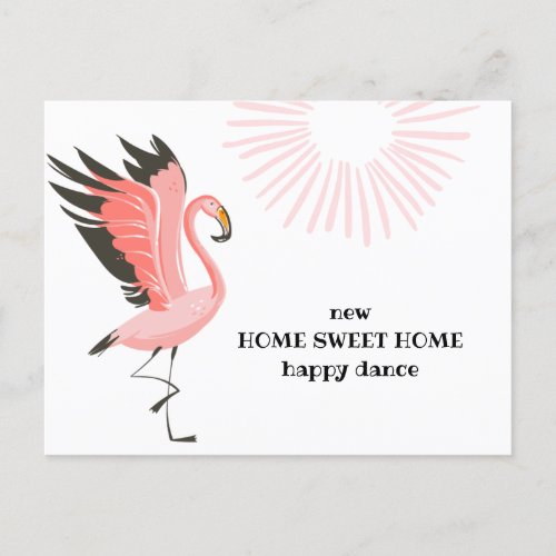 Dancing Flamingo New Address Moving Announcement Postcard
