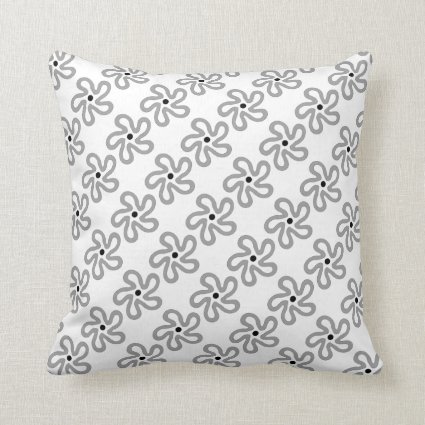 Dancing Floral Gray Pattern Throw Pillow