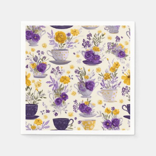 Dancing flower mugs napkins