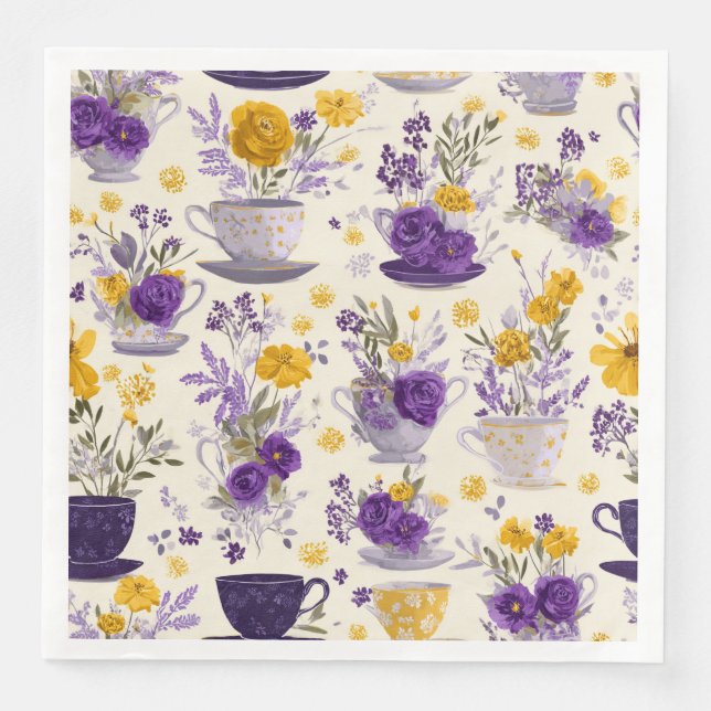 Dancing flower  paper dinner napkins (Front)