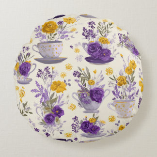 Dancing flower round pillow