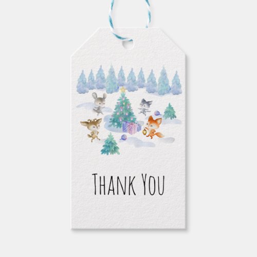 Dancing Forest Animals Christmas Thank You Gift Tags