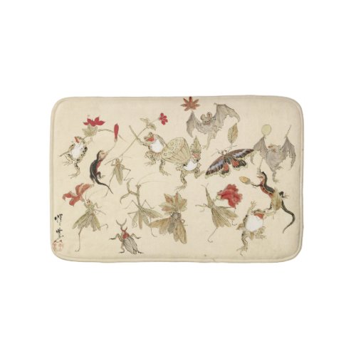 Dancing Forest Of Frogs By Kawanabe Kyosai 1879 Bath Mat
