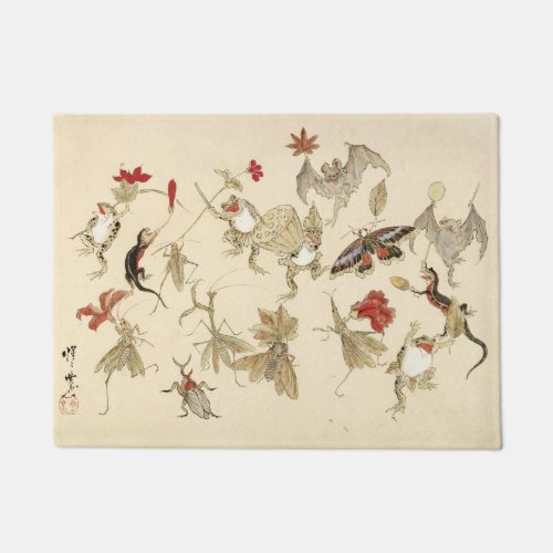 Dancing Forest Of Frogs By Kawanabe Kyosai 1879 Doormat
