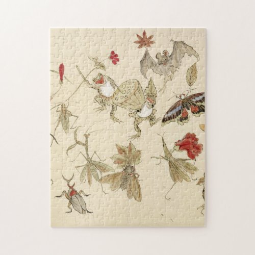 Dancing Forest Of Frogs By Kawanabe Kyosai 1879 Jigsaw Puzzle