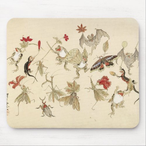 Dancing Forest Of Frogs By Kawanabe Kyosai 1879 Mouse Pad