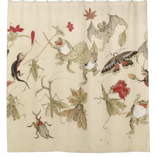 Dancing Forest Of Frogs By Kawanabe Kyosai 1879 Shower Curtain