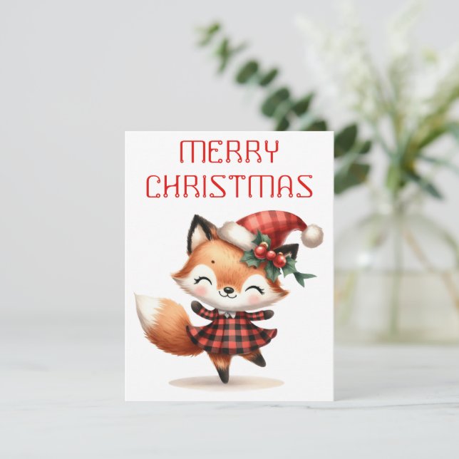 Dancing Fox Pup - Christmas Card (Standing Front)