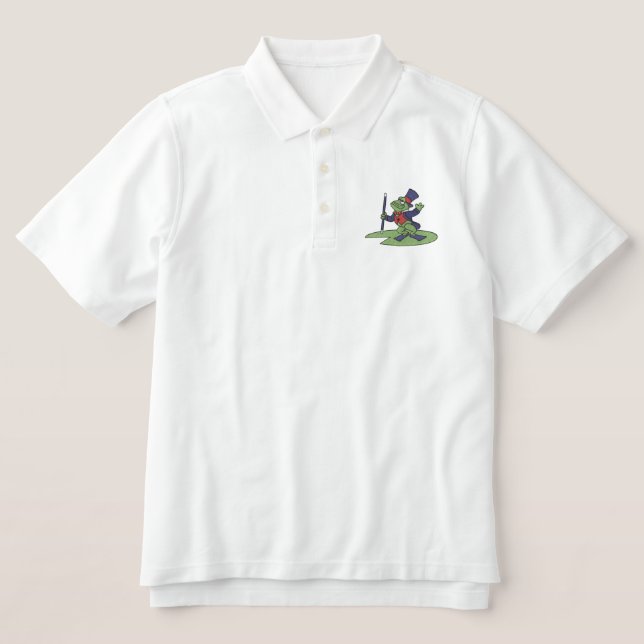 Dancing Frog Embroidered Polo Shirt (Design Front)
