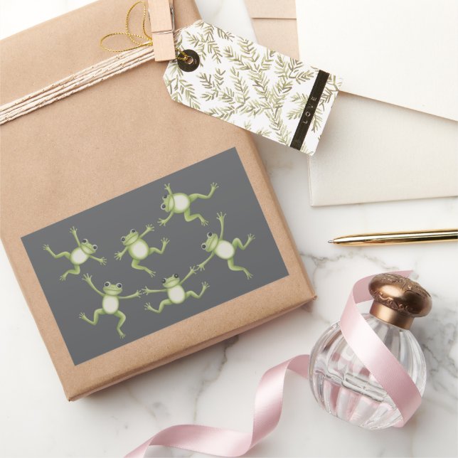 Dancing Frogs Cute Amphibian Nature Lover Gift  Rectangular Sticker (Gifting)