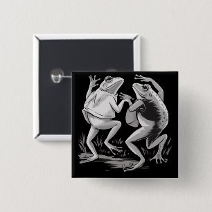 Dancing Frogs Toad Goblincore Dark Academia Retro Button