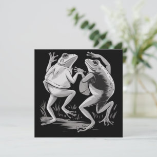 Dancing Frogs Toad Goblincore Dark Academia Retro Invitation