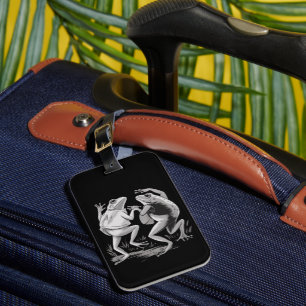 Dancing Frogs Toad Goblincore Dark Academia Retro Luggage Tag