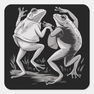 Dancing Frogs Toad Goblincore Dark Academia Retro Square Sticker