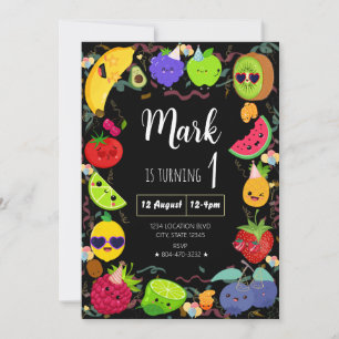  Dancing Fruit Birthday Invitation