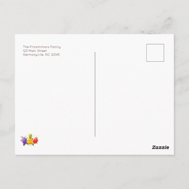 Dancing Fruit Birthday Invite (Back)