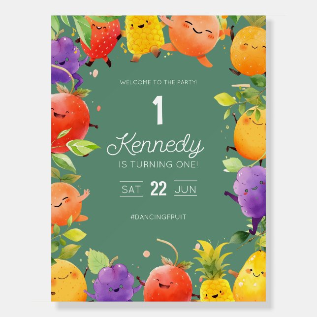 Dancing Fruit Birthday Party Foam Board (Front)