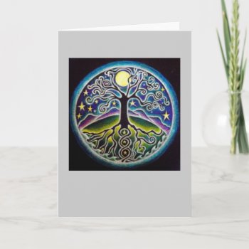 Dancing Full Moon Tree Of Life Mandala Card by arteeclectica at Zazzle