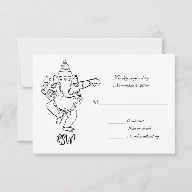 Dancing Ganesh | Indian Wedding RSVP Invitation (Front)