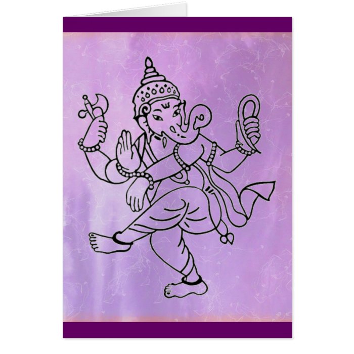 Dancing Ganesha  Lavendar background Cards