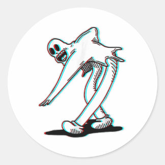 Dancing Ghost Spooky Koko The Clown Glitch Retro G Classic Round Sticker
