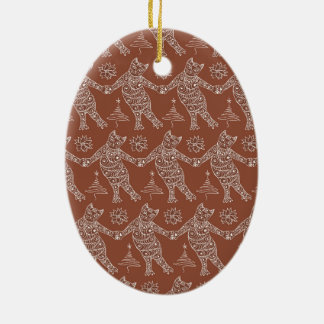 Dancing Gingerbread Cats Christmas Tree Ornament