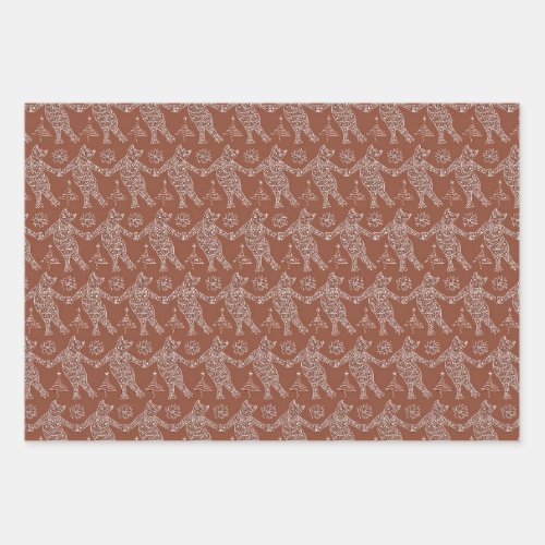 Dancing Gingerbread Cats Wrapping Paper