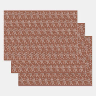 Dancing Gingerbread Cats Wrapping Paper Sheets