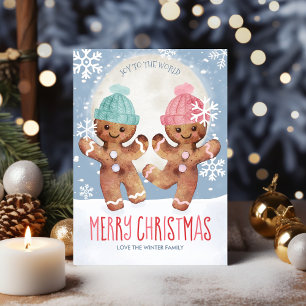 Dancing Gingerbread Cookies Christmas Joy Holiday Card