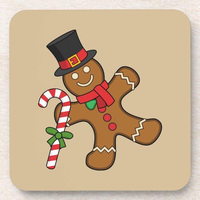 Dancing Gingerbread Man Beverage Coaster (Front)