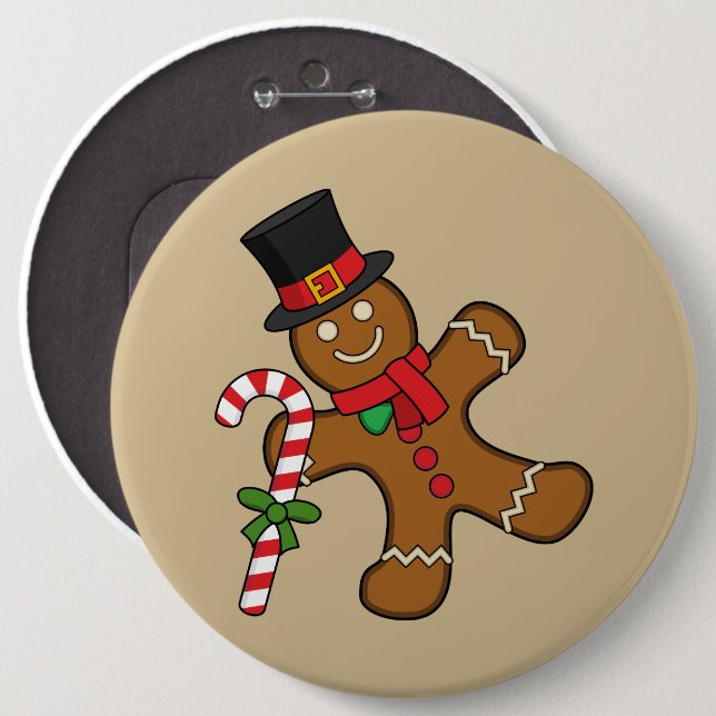 Dancing Gingerbread Man Button (Front & Back)